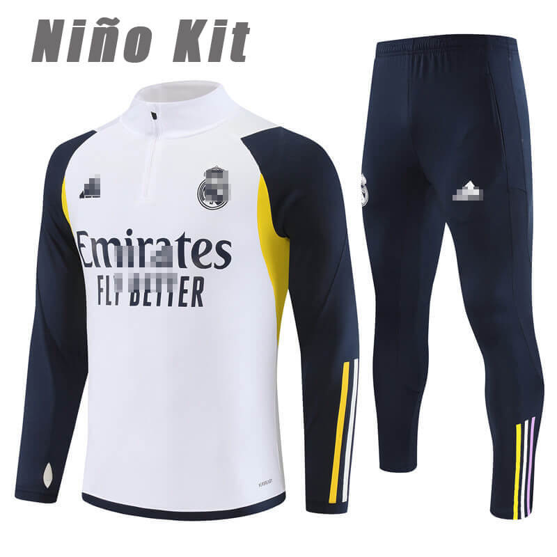 Sudadera Entrenamiento Real Madrid 2023/2024 Niño Kit Blanco/Negro